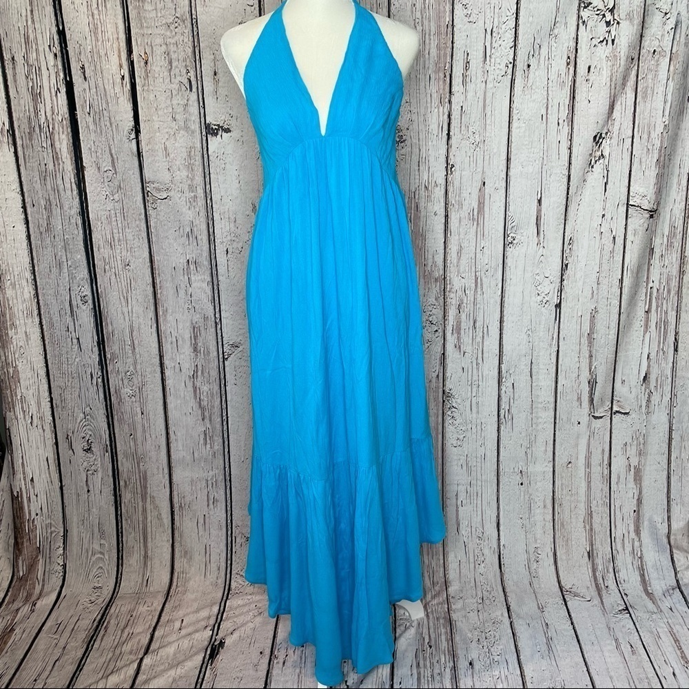 Sweet Lovely By Jen Boutique Blue Open Back Halter Top Dress Size Medium‎ NWOT